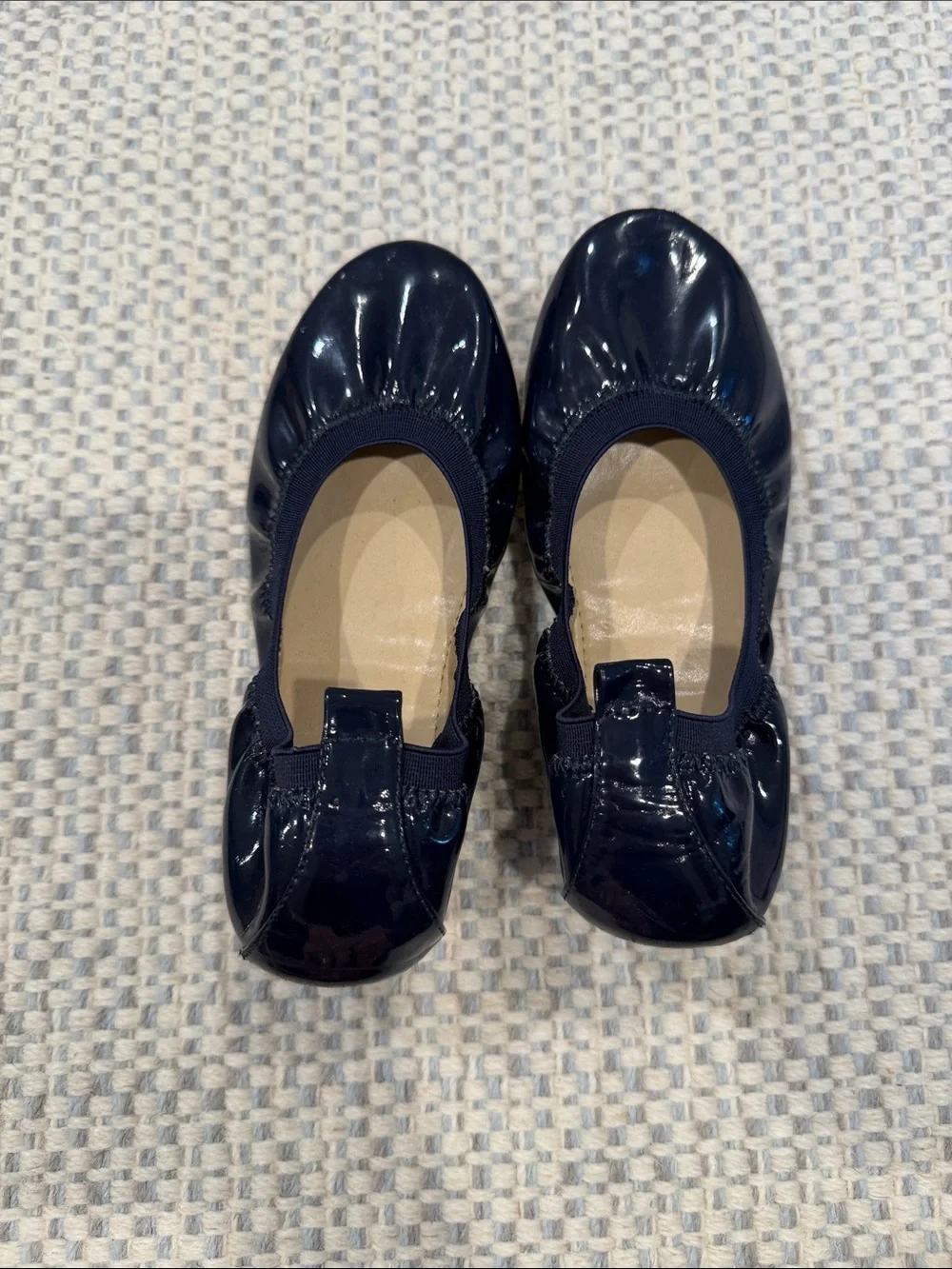 Yosi Samra Navy Patent Kids Ballet Flats